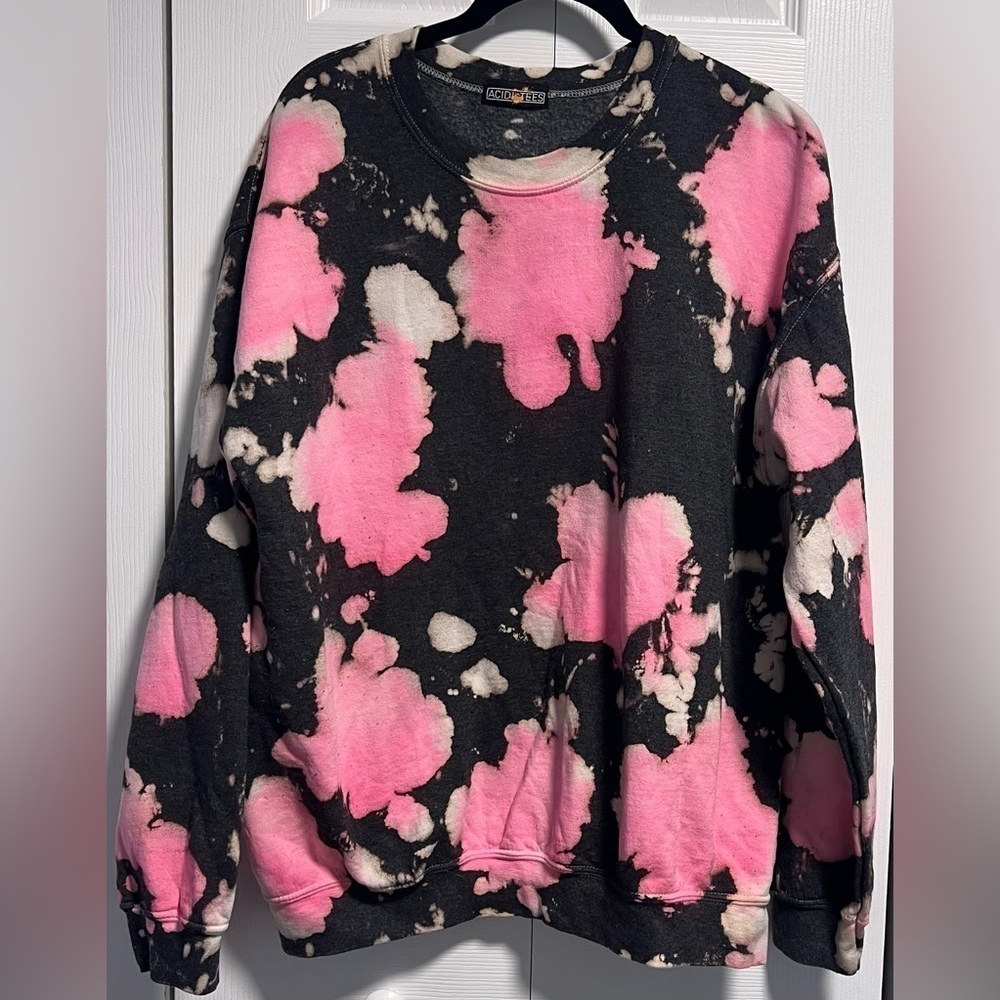 Acidi Tees Black With Pink/Cream Splatter Design Sweatshirt